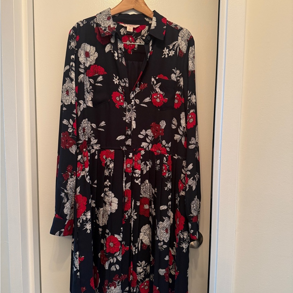 Floral Black and Red Women's Dress